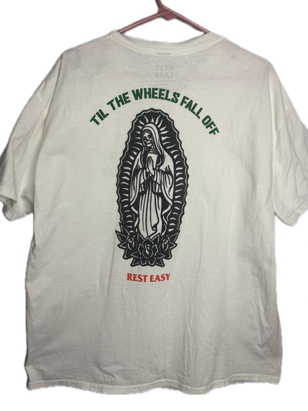 White Short Sleeve Graphic Tee with Religious Back Print